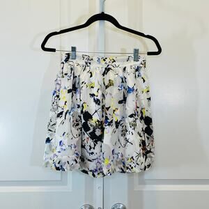 Elizabeth and James Floral Print Mini Skirt - Women Size 0 - White